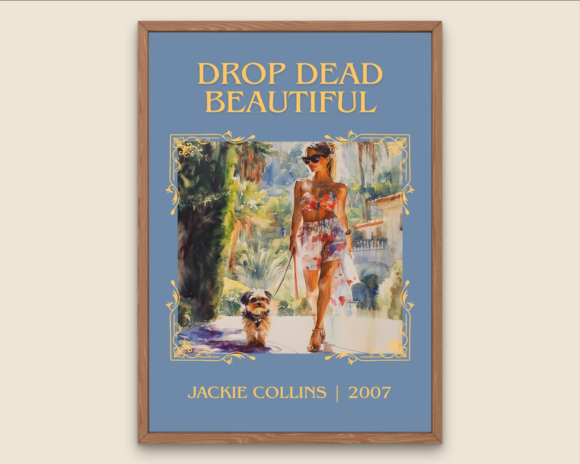 Drop Dead Beautiful by Jackie Collins High Quality Poster Print. Fast, Free Delivery Wall Art. Author Book Artwork-Minimalist Nook Gift