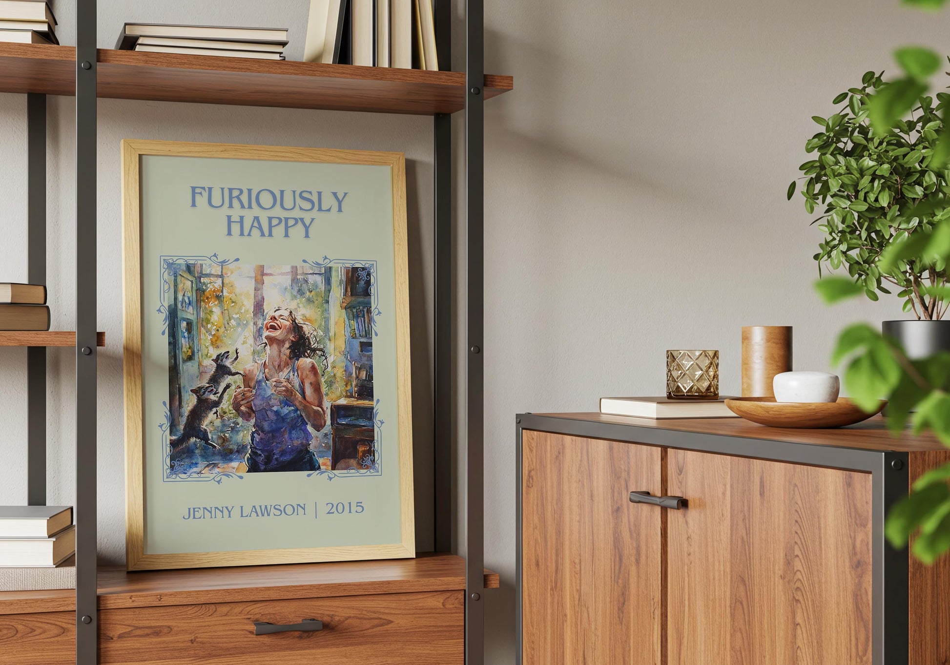 Furiously Happy by Jenny Lawson High Quality Poster Print. Fast, Free Delivery Wall Art. Author-Title Book Artwork-Minimalist Nook Gift