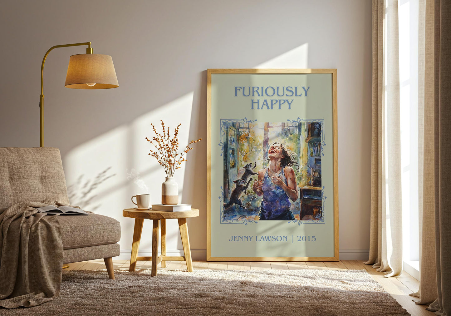 Furiously Happy by Jenny Lawson High Quality Poster Print. Fast, Free Delivery Wall Art. Author-Title Book Artwork-Minimalist Nook Gift