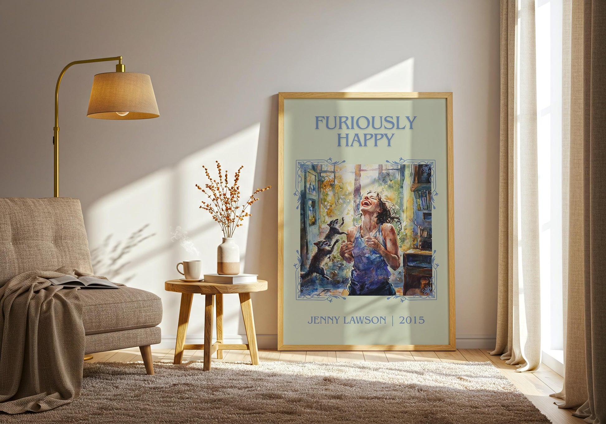 Furiously Happy by Jenny Lawson High Quality Poster Print. Fast, Free Delivery Wall Art. Author-Title Book Artwork-Minimalist Nook Gift