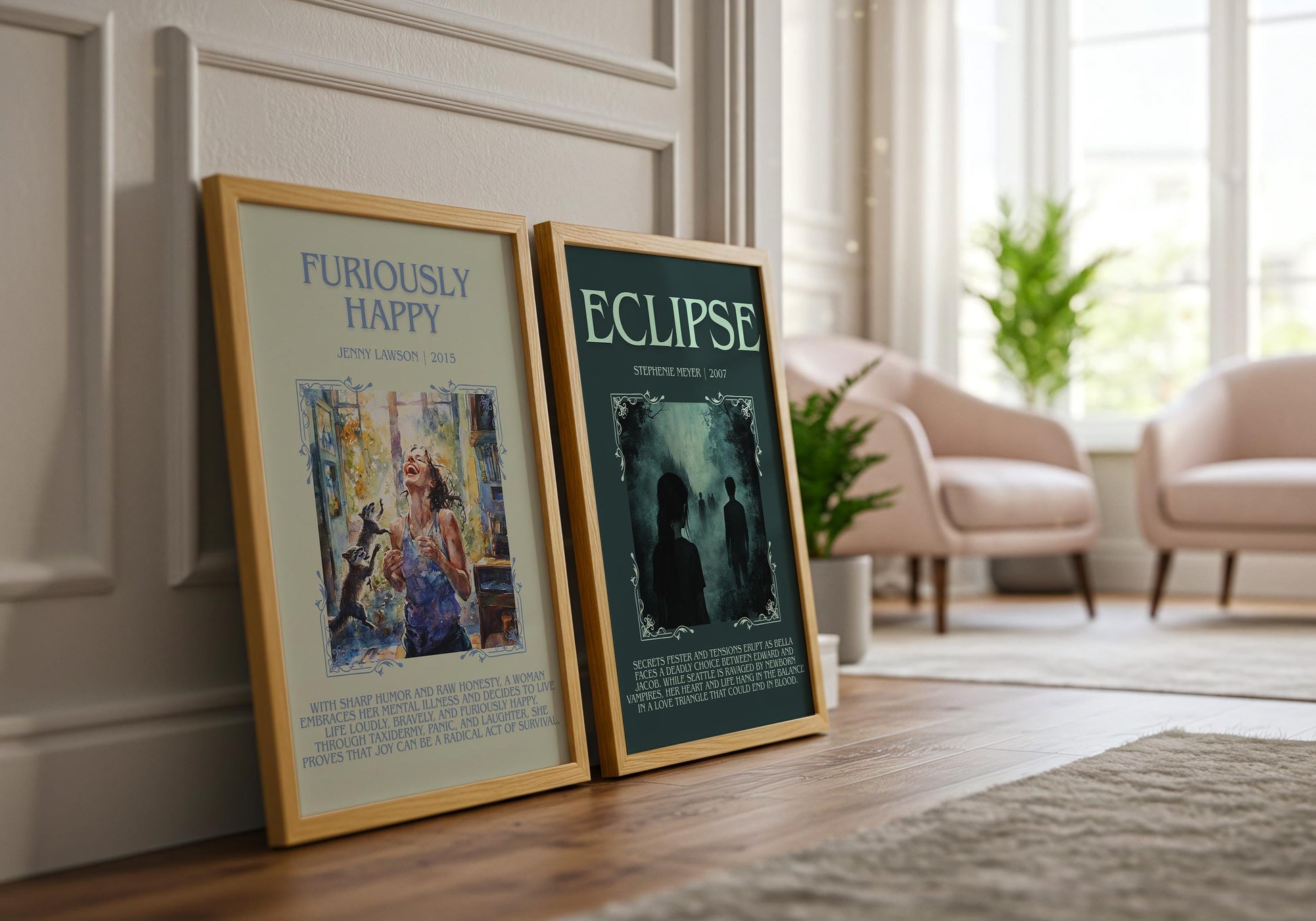 Furiously Happy by Jenny Lawson Descriptive, High Quality Poster Print.Free Delivery Wall Art.Author&Blurb Book Library Nook Gift
