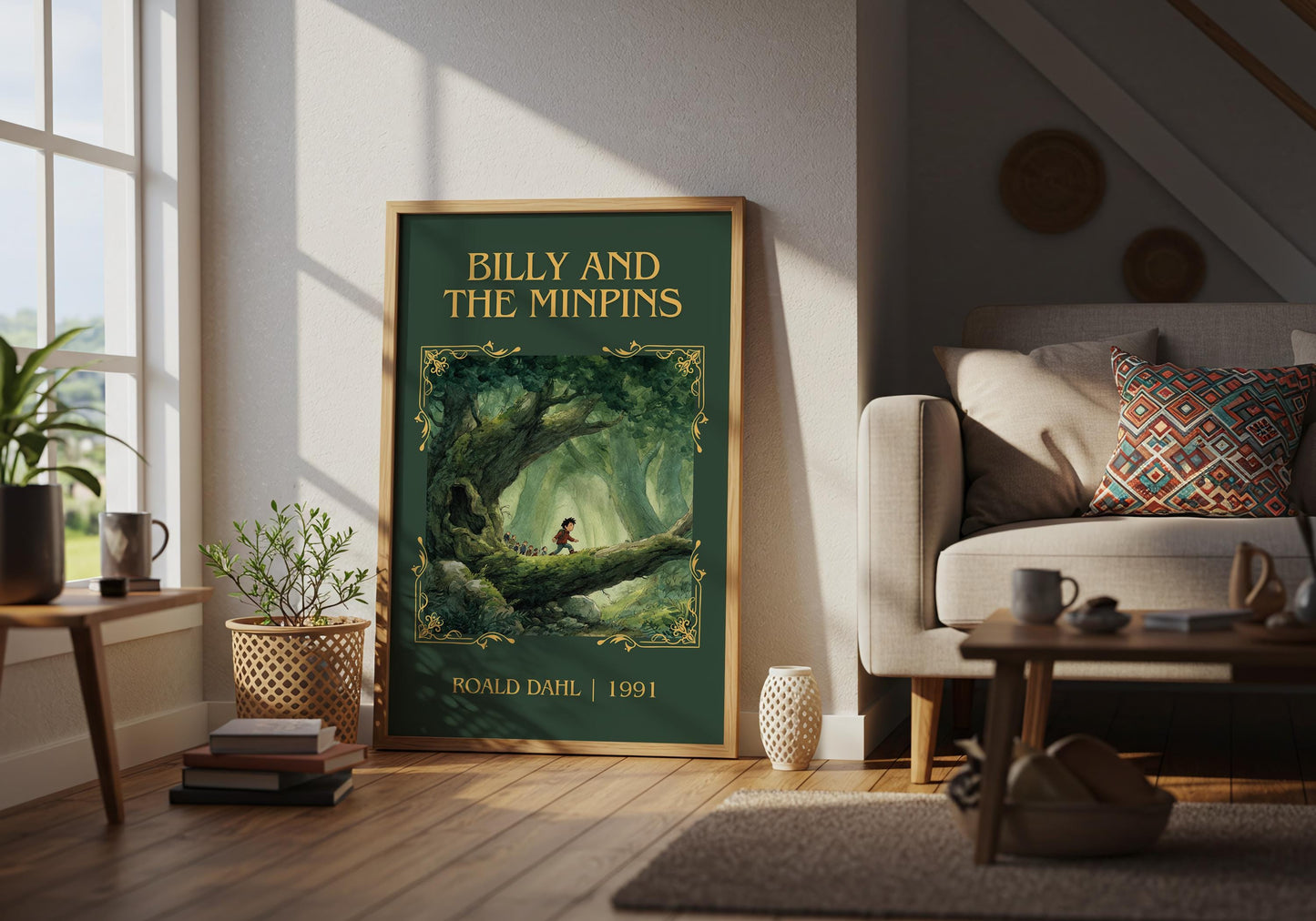 Billy And The Minpins by Roald Dahl High Quality Poster Print. Free Delivery Wall Art. Author&Title Graphic Book/Novel Minimalist Home Art