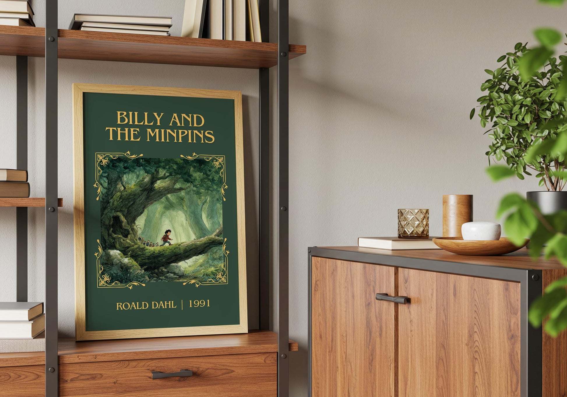 Billy And The Minpins by Roald Dahl High Quality Poster Print. Free Delivery Wall Art. Author&Title Graphic Book/Novel Minimalist Home Art