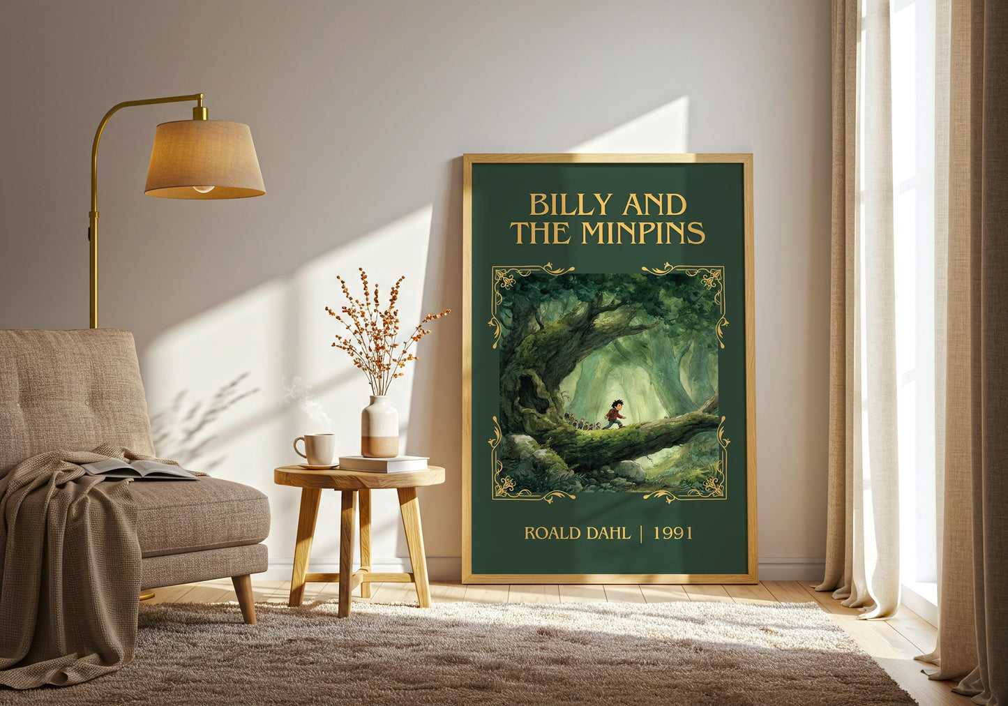 Billy And The Minpins by Roald Dahl High Quality Poster Print. Free Delivery Wall Art. Author&Title Graphic Book/Novel Minimalist Home Art