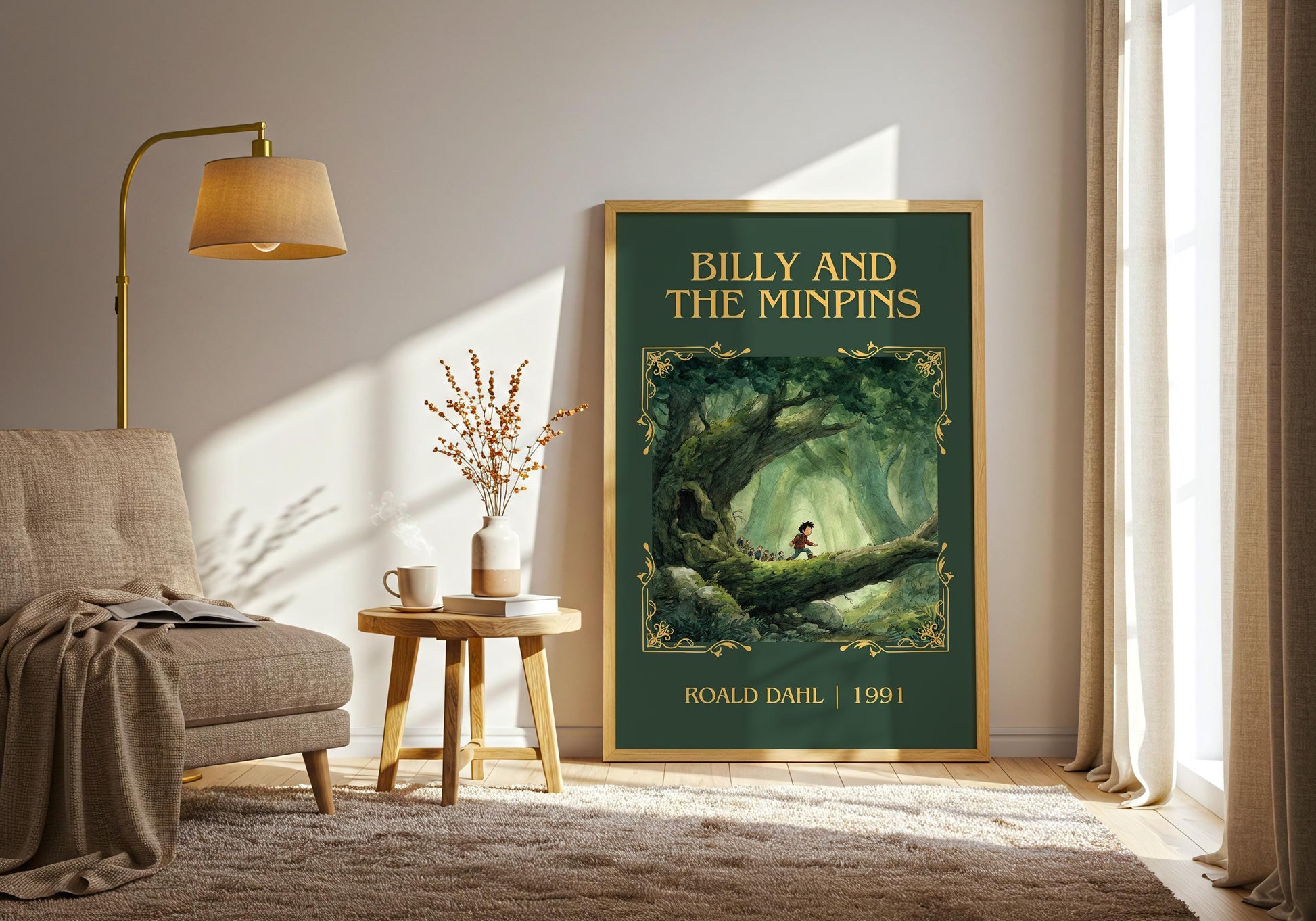 Billy And The Minpins by Roald Dahl High Quality Poster Print. Free Delivery Wall Art. Author&Title Graphic Book/Novel Minimalist Home Art