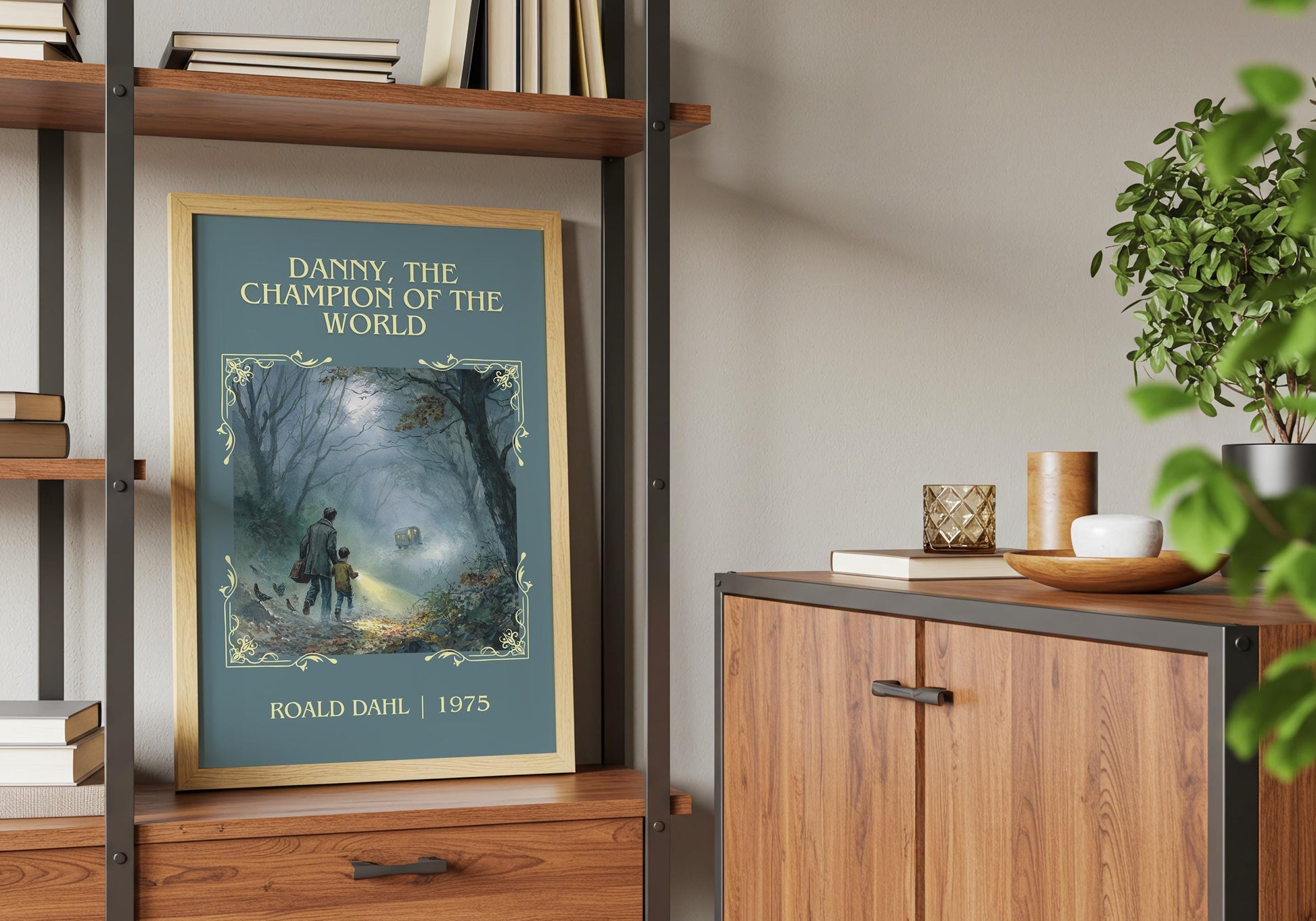 Danny, The Champion Of The World by Roald Dahl High Quality Poster Print. Free Delivery Wall Art. Author&Title Graphic Book Minimalist Home