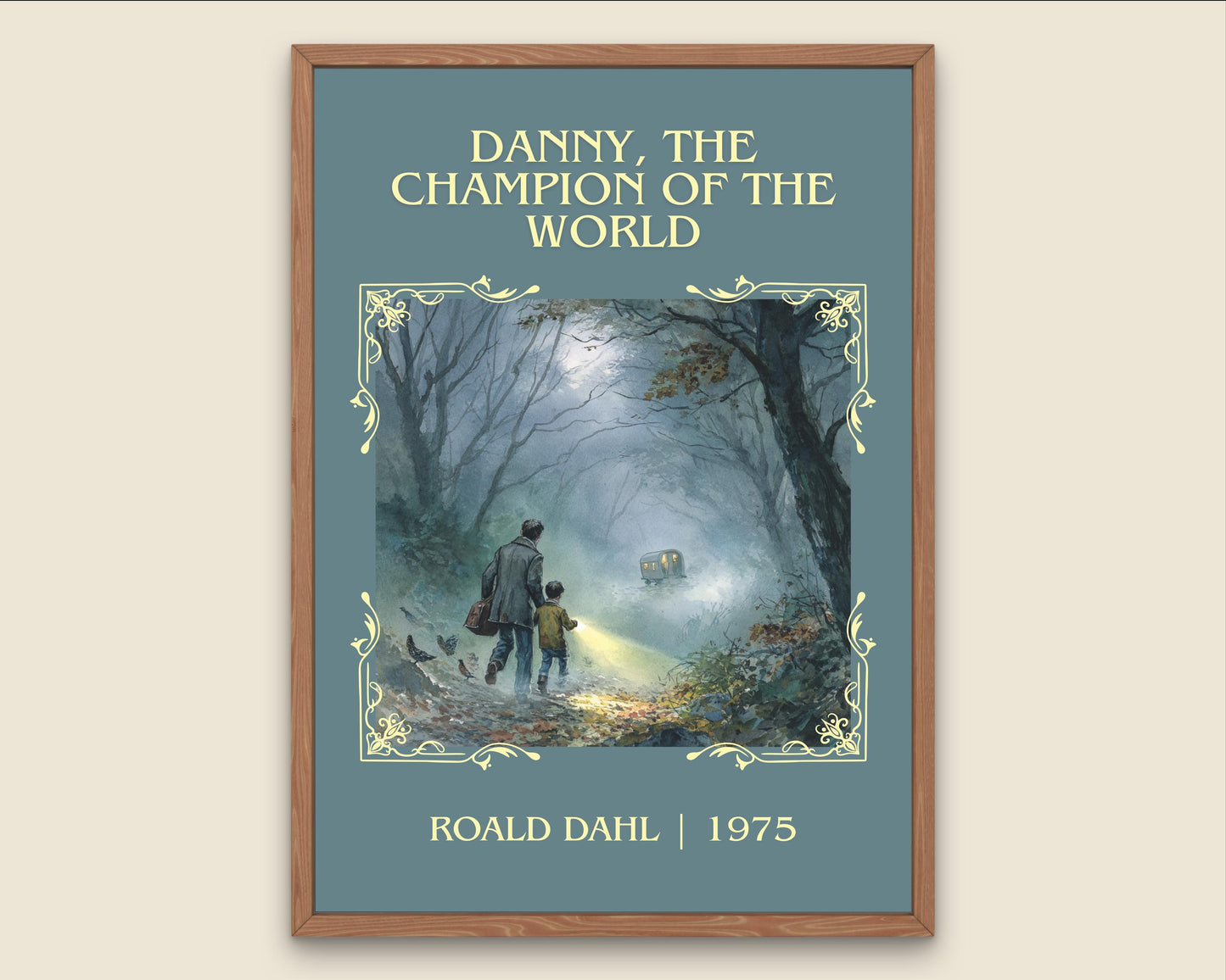 Danny, The Champion Of The World by Roald Dahl High Quality Poster Print. Free Delivery Wall Art. Author&Title Graphic Book Minimalist Home