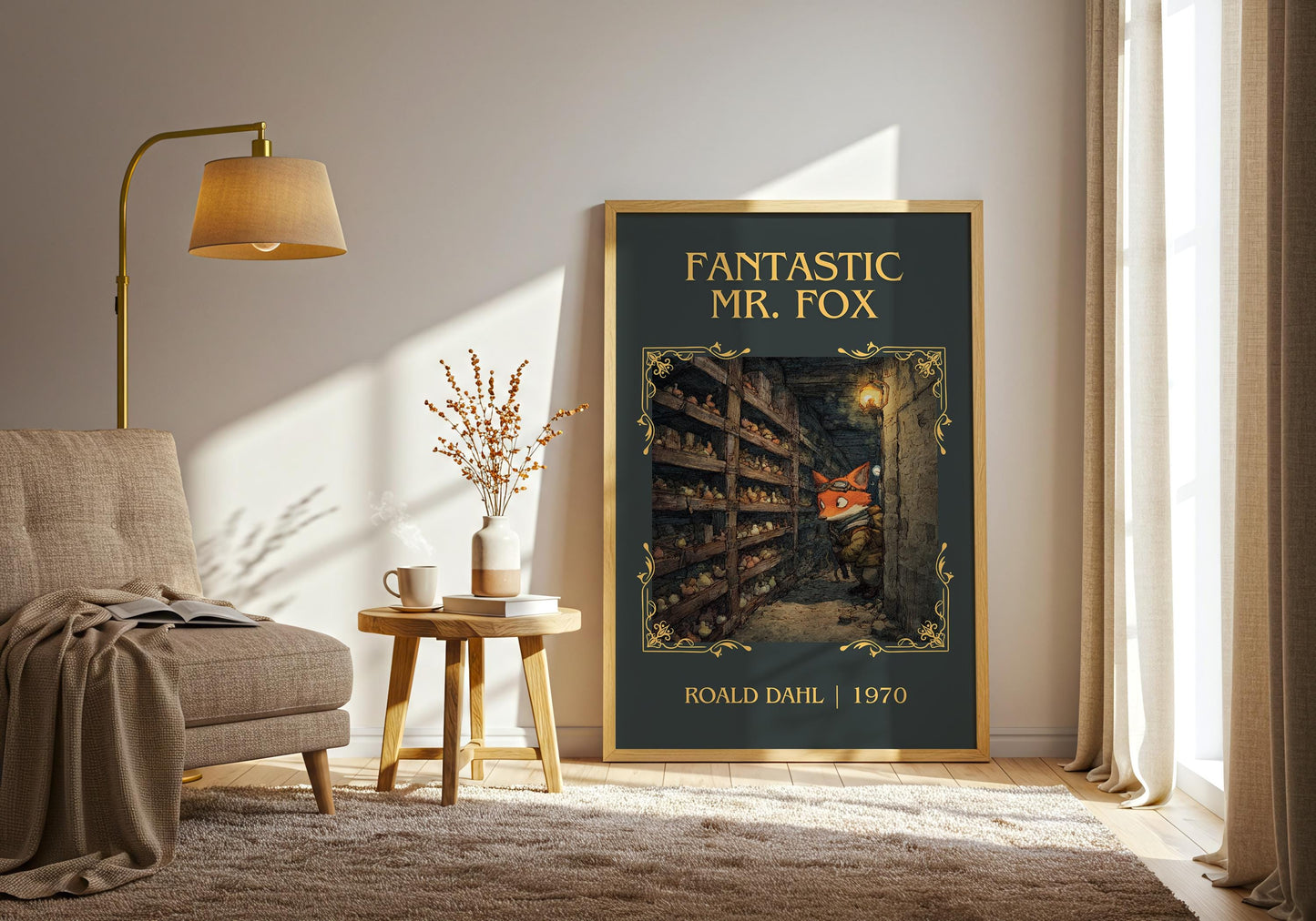 Fantastic Mr Fox by Roald Dahl High Quality Poster Print. Free Delivery Wall Art. Author&Title Graphic Book Minimalist Home
