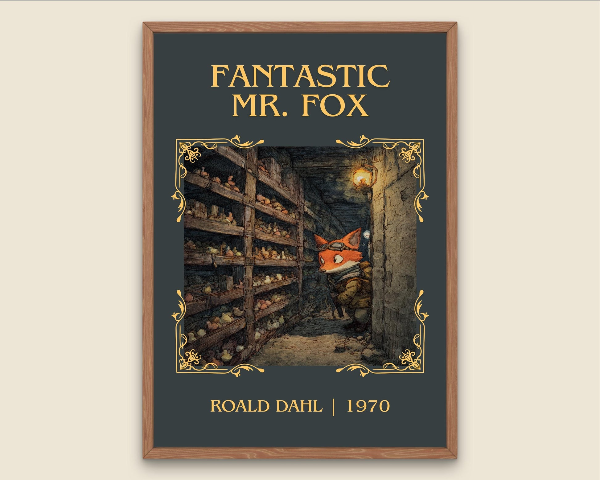 Fantastic Mr Fox by Roald Dahl High Quality Poster Print. Free Delivery Wall Art. Author&Title Graphic Book Minimalist Home