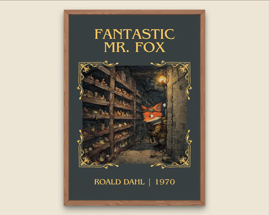 Fantastic Mr Fox by Roald Dahl High Quality Poster Print. Free Delivery Wall Art. Author&Title Graphic Book Minimalist Home