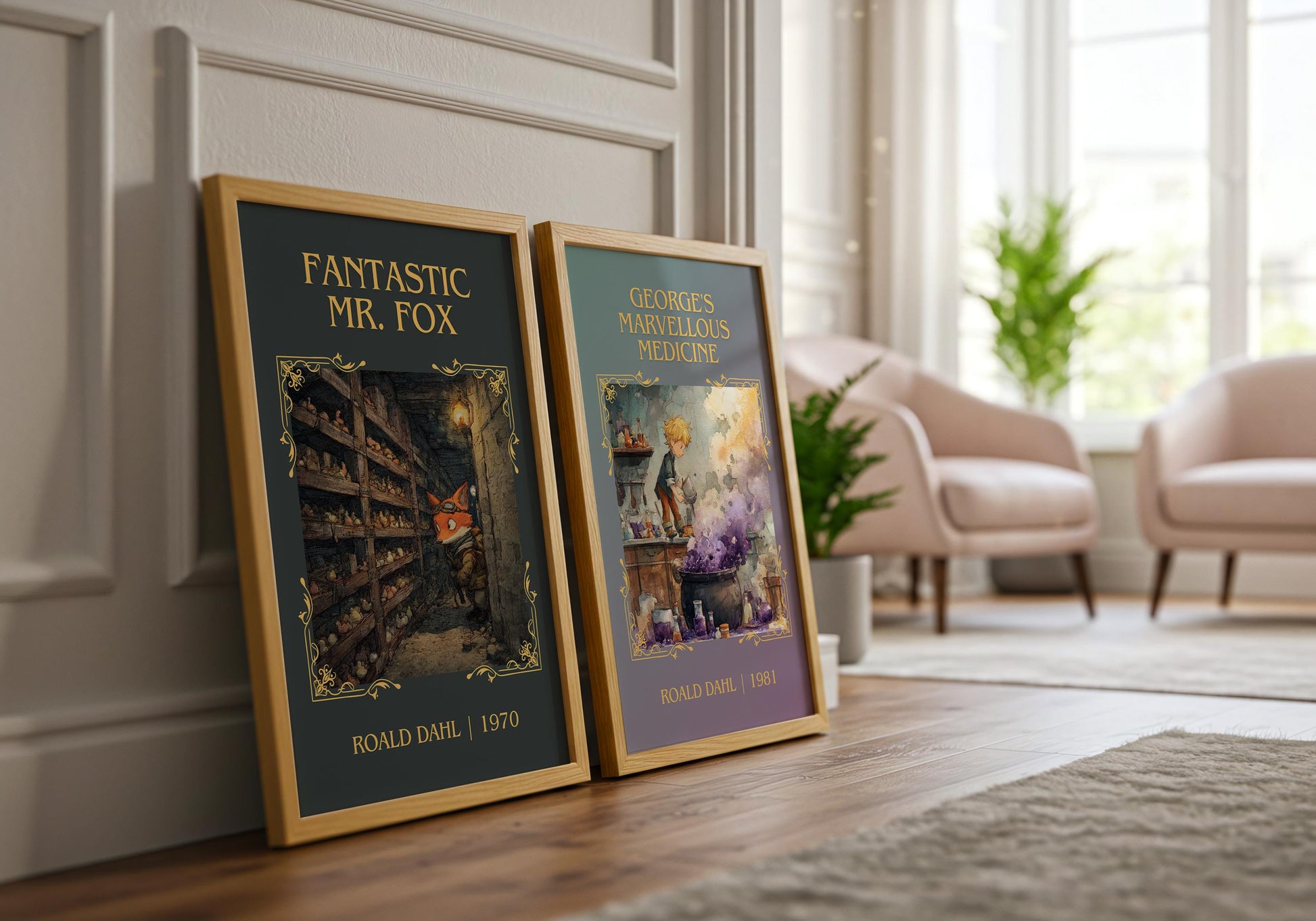 George's Marvellous Medicine by Roald Dahl High Quality Poster Print. Free Delivery Wall Art. Author&Title Graphic Book Minimalist Home
