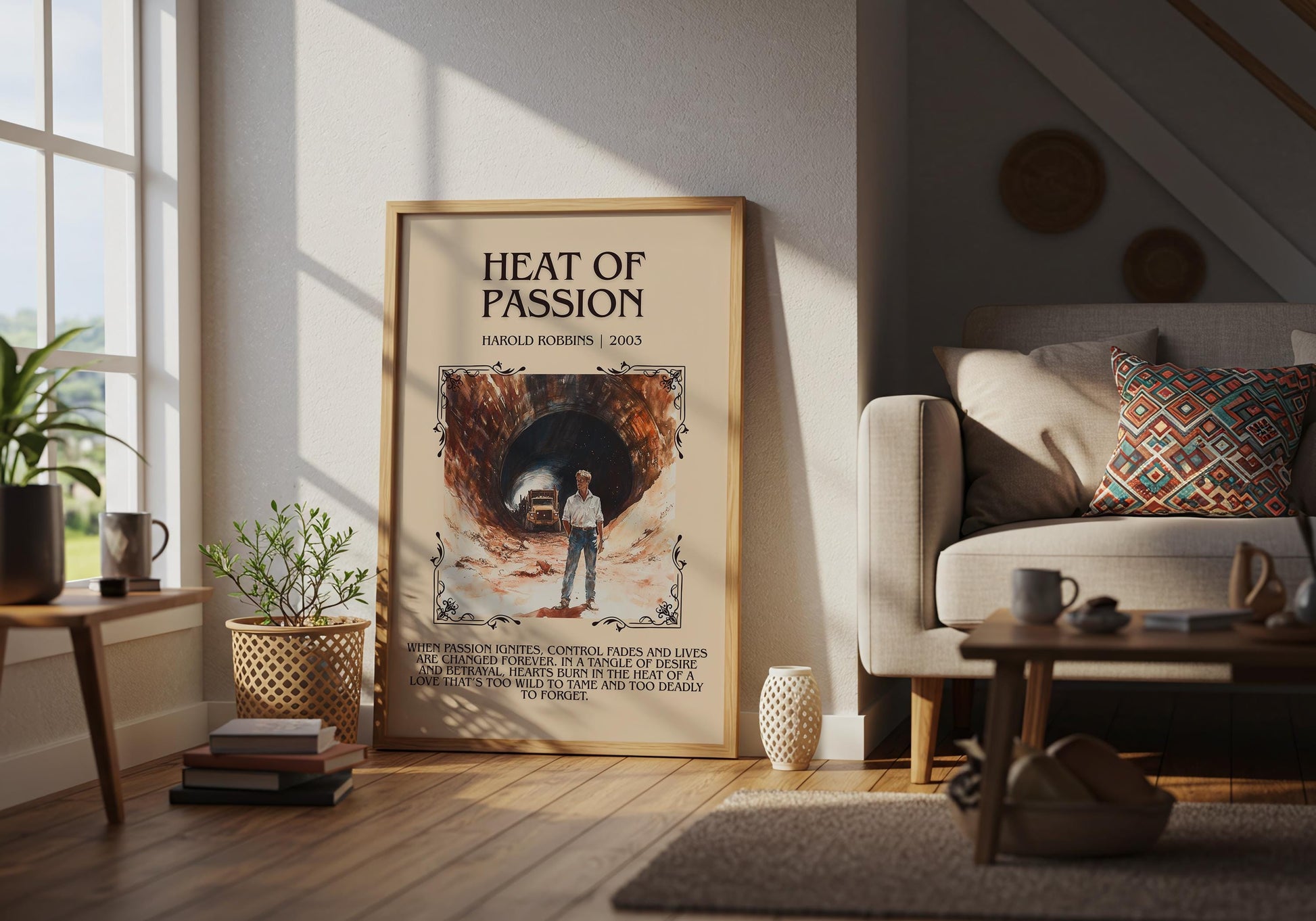 Heat Of Passion by Harold Robbins Descriptive, High Quality Poster Print.Free Delivery Wall Art.Author&Blurb Book Library Nook Gift