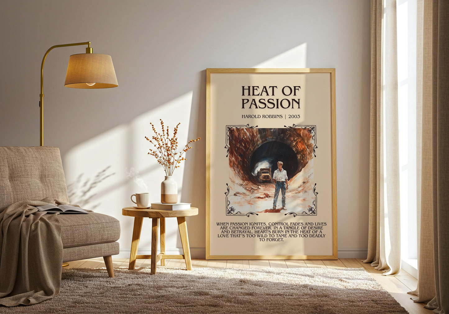 Heat Of Passion by Harold Robbins Descriptive, High Quality Poster Print.Free Delivery Wall Art.Author&Blurb Book Library Nook Gift