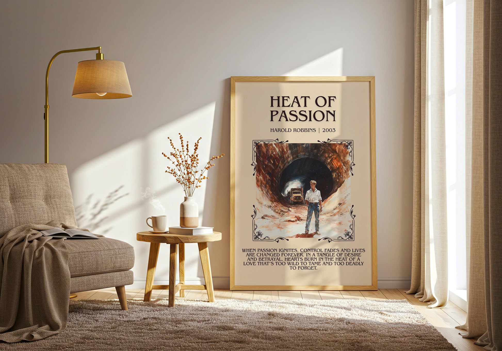 Heat Of Passion by Harold Robbins Descriptive, High Quality Poster Print.Free Delivery Wall Art.Author&Blurb Book Library Nook Gift