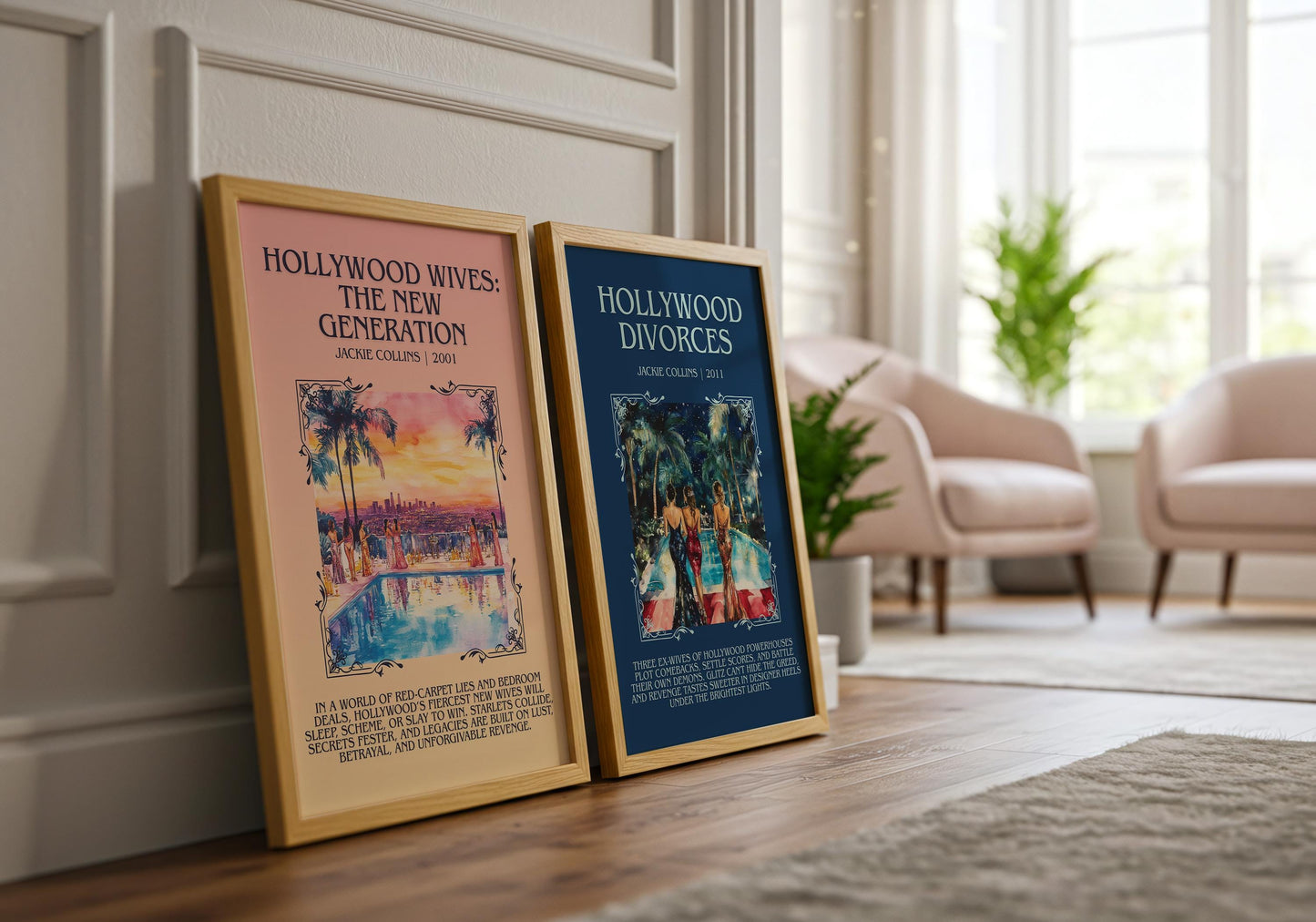 Hollywood Wives: The New Generation by Jackie Collins Descriptive, High Quality Poster Print.Free Delivery Wall Art.Author&Blurb Book Nook