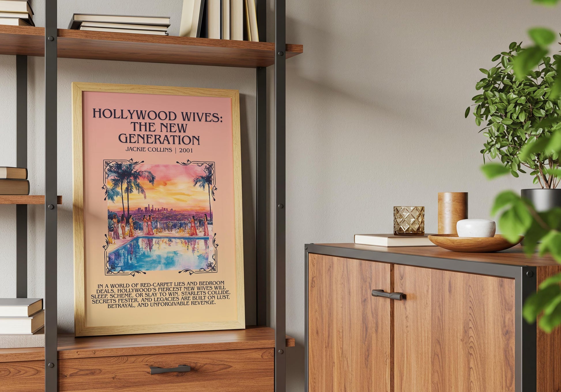 Hollywood Wives: The New Generation by Jackie Collins Descriptive, High Quality Poster Print.Free Delivery Wall Art.Author&Blurb Book Nook