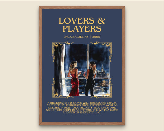 Lovers and Prayers by Jackie Collins Descriptive, High Quality Poster Print.Free Delivery Wall Art.Author&Blurb Book Library Nook Gift