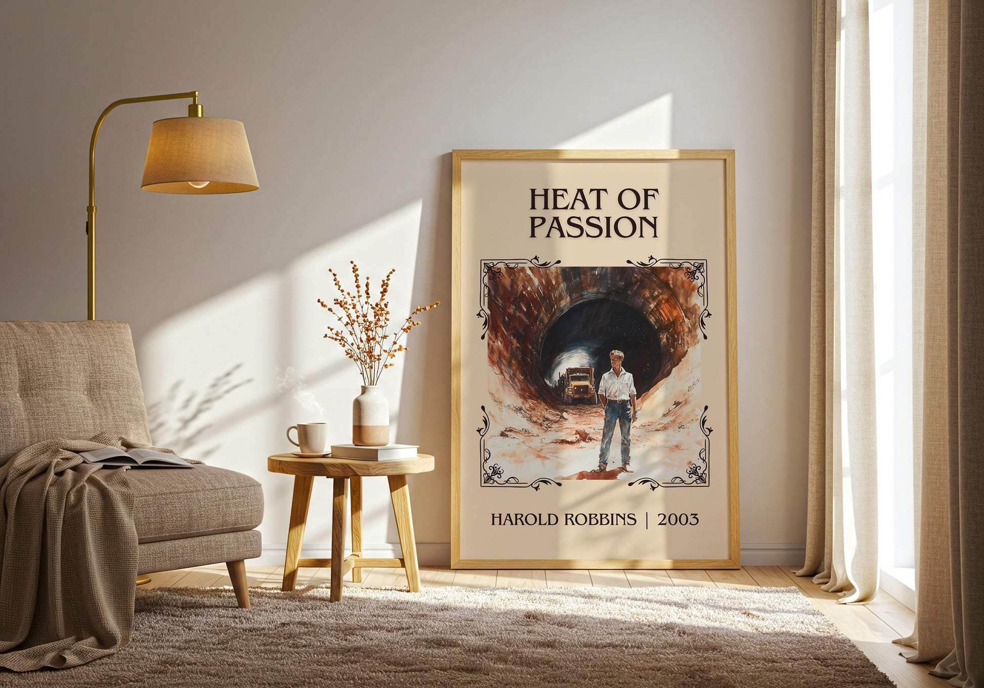 Heat Of Passion by Harold Robbins High Quality Poster Print. Fast, Free Delivery Wall Art. Author-Title Book Artwork-Minimalist Nook Gift