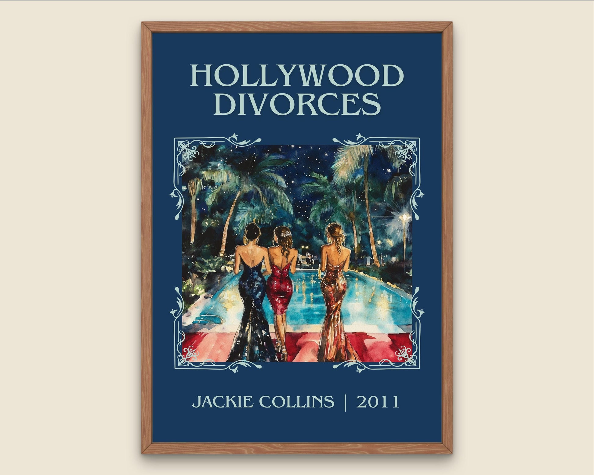 Hollywood Divorces by Jackie Collins High Quality Poster Print. Fast, Free Delivery Wall Art. Author-Title Book Artwork-Minimalist Nook