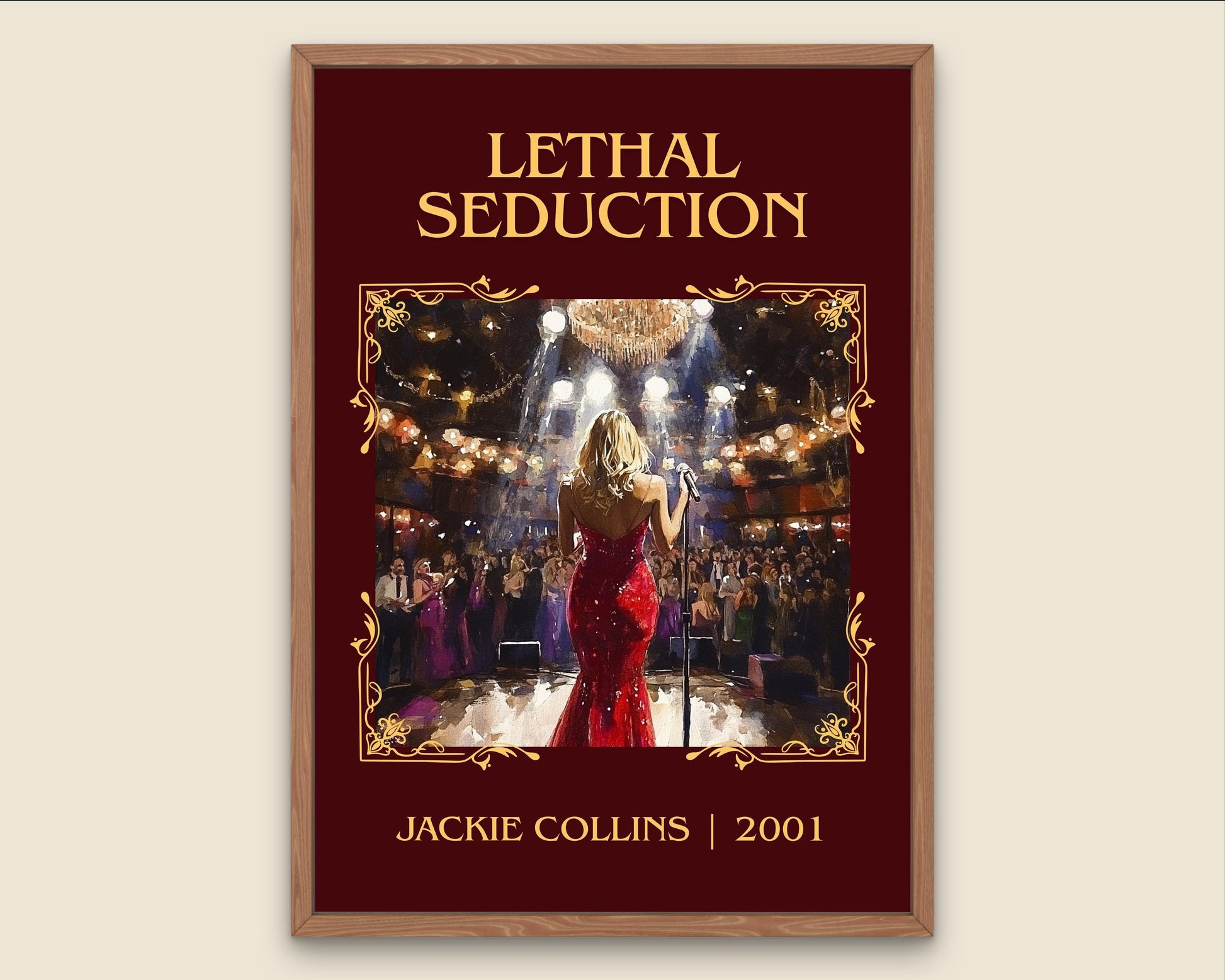 Lethal Seduction by Jackie Collins High Quality Poster Print. Fast, Free Delivery Wall Art. Author Book Artwork-Minimalist Gift