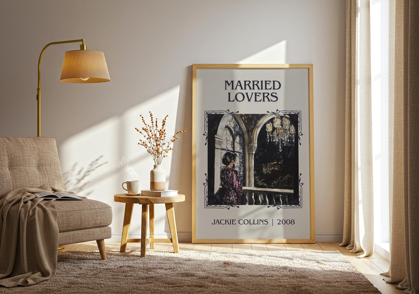 Married Lovers by Jackie Collins High Quality Poster Print. Fast, Free Delivery Wall Art. Author Book Artwork-Minimalist Gift