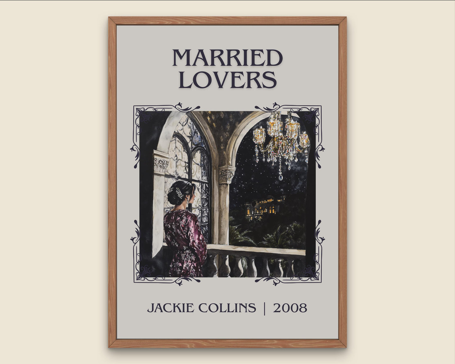 Married Lovers by Jackie Collins High Quality Poster Print. Fast, Free Delivery Wall Art. Author Book Artwork-Minimalist Gift