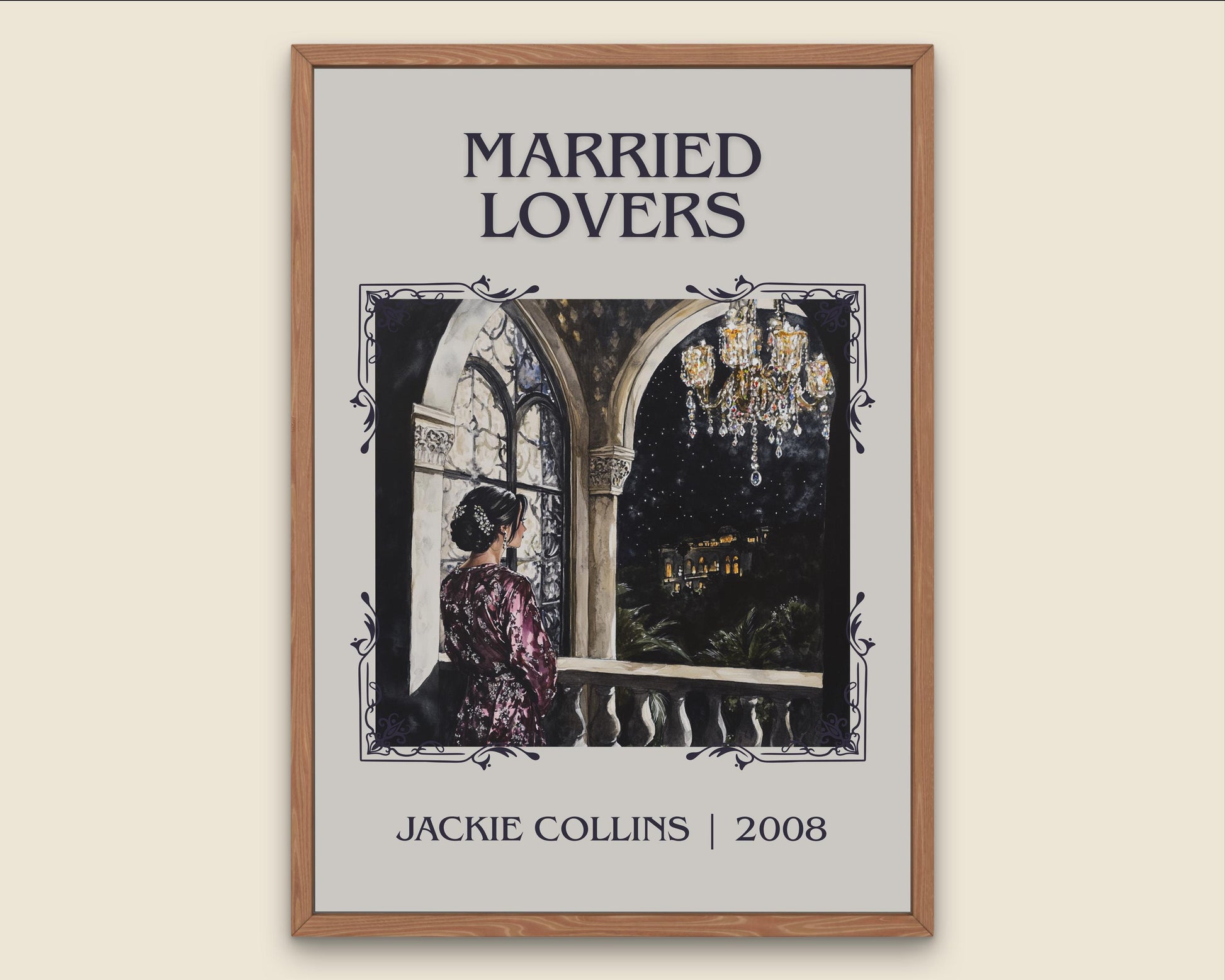 Married Lovers by Jackie Collins High Quality Poster Print. Fast, Free Delivery Wall Art. Author Book Artwork-Minimalist Gift