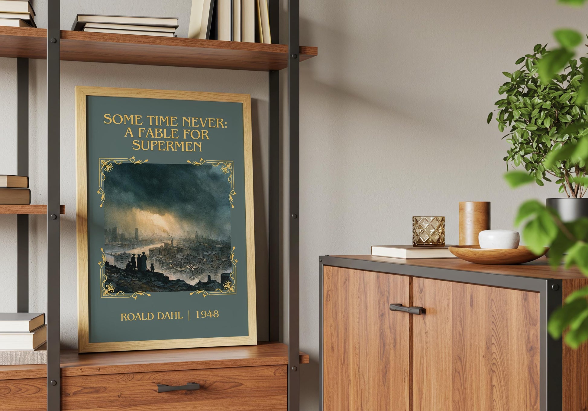 Some Time Never: A Fable For Supermen by Roald Dahl High Quality Poster Print. Free Delivery Wall Art. Author&Title Graphic Book Minimalist