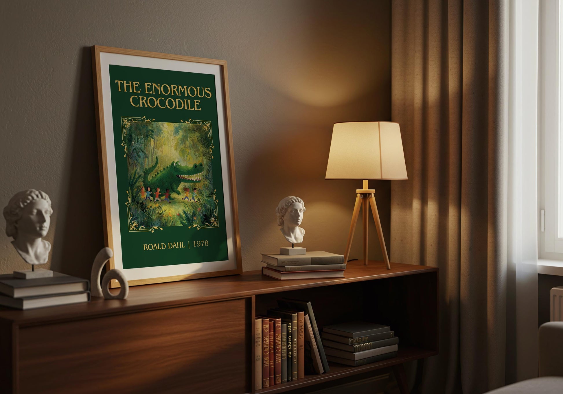 The Enormous Crocodile by Roald Dahl High Quality Poster Print. Free Delivery Wall Art. Author&Title Graphic Book Minimalist Home