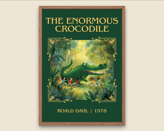 The Enormous Crocodile by Roald Dahl High Quality Poster Print. Free Delivery Wall Art. Author&Title Graphic Book Minimalist Home