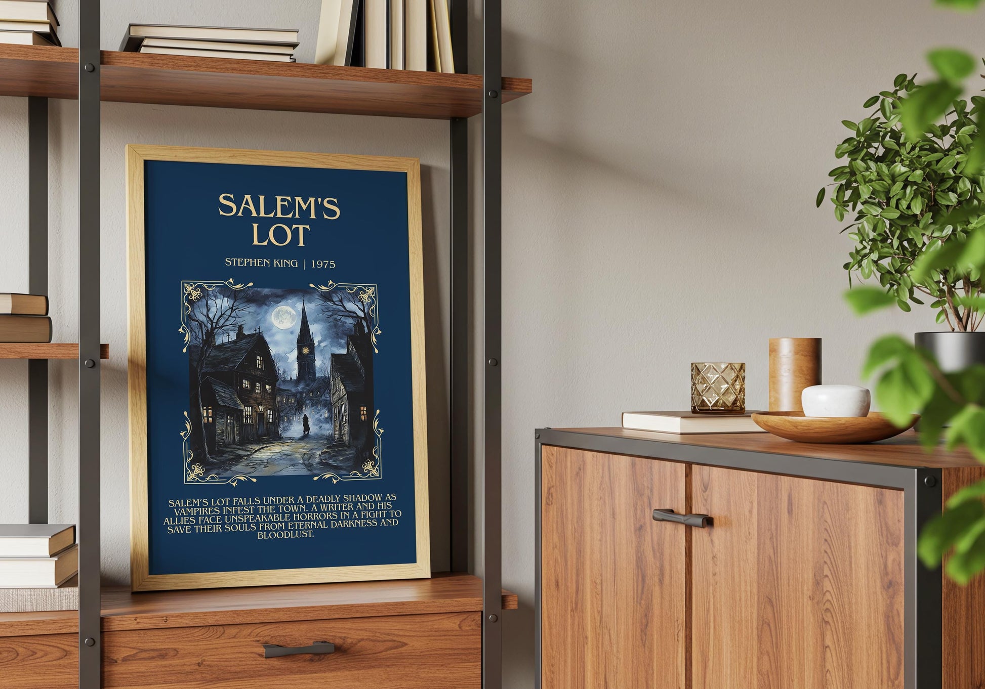 Salem's Lot by Stephen King Descriptive, High Quality Poster Print.Free Delivery Wall Art.Author&Blurb Book Nook Gift Library