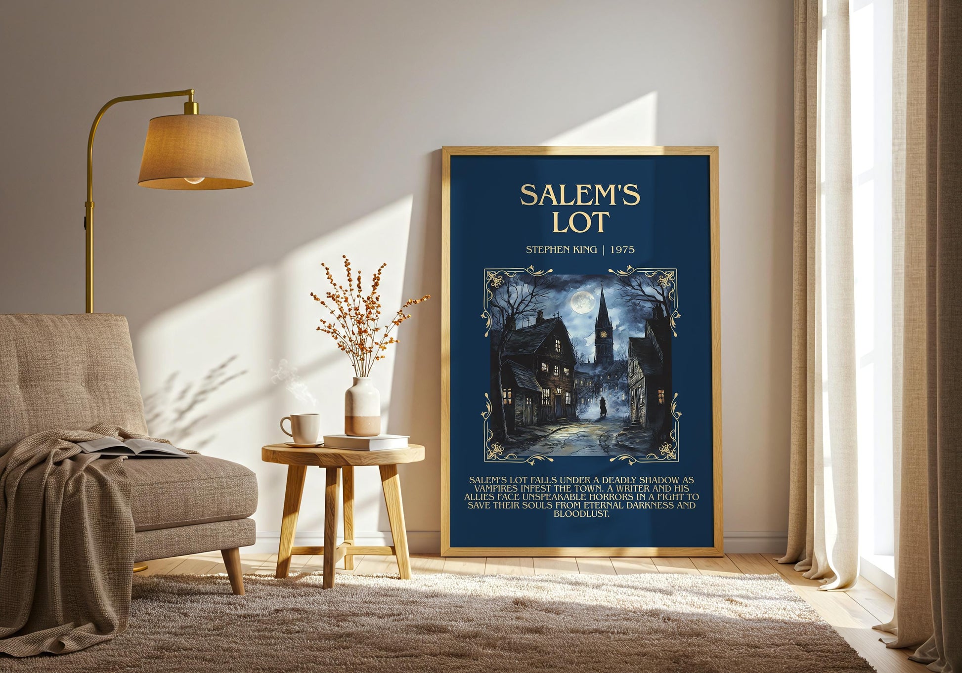 Salem's Lot by Stephen King Descriptive, High Quality Poster Print.Free Delivery Wall Art.Author&Blurb Book Nook Gift Library