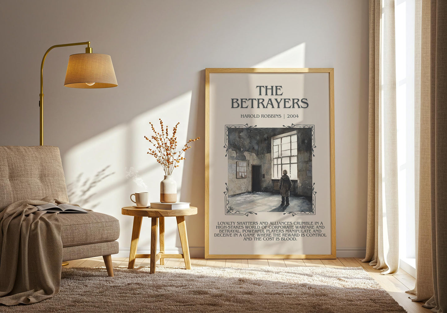 The Betrayers by Harold Robbins Descriptive, High Quality Poster Print.Free Delivery Wall Art.Author&Blurb Book Nook Gift Library