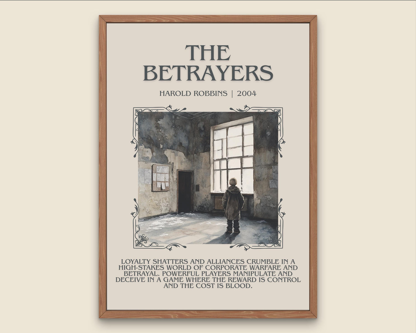 The Betrayers by Harold Robbins Descriptive, High Quality Poster Print.Free Delivery Wall Art.Author&Blurb Book Nook Gift Library