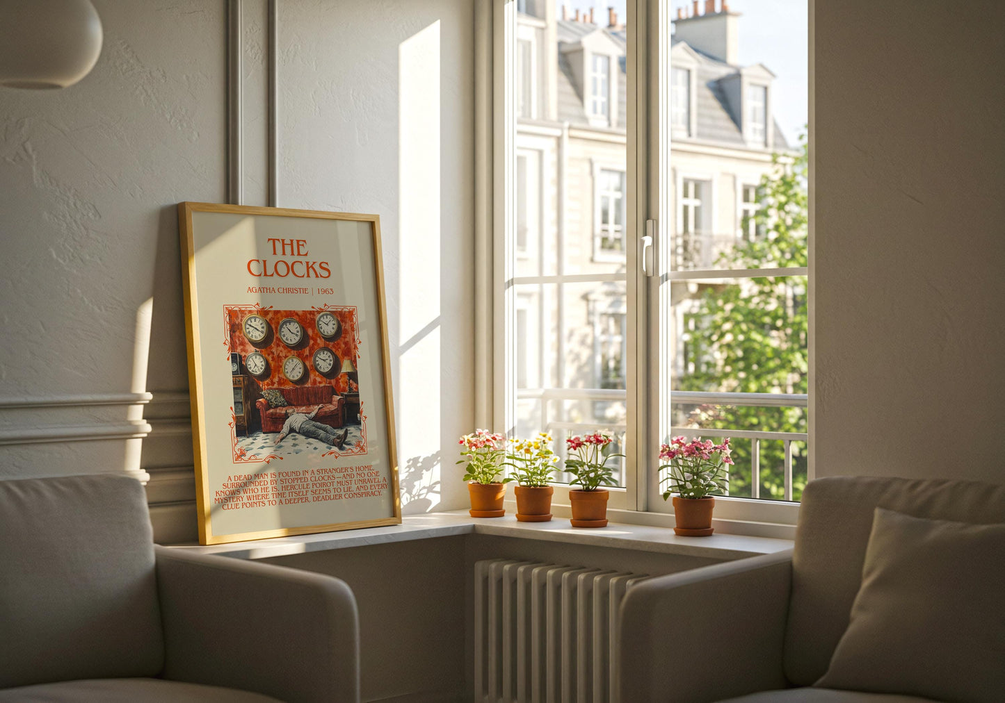 The Clocks by Agatha Christie Descriptive, High Quality Poster Print.Free Delivery Wall Art.Author&Blurb Book Nook Gift Library