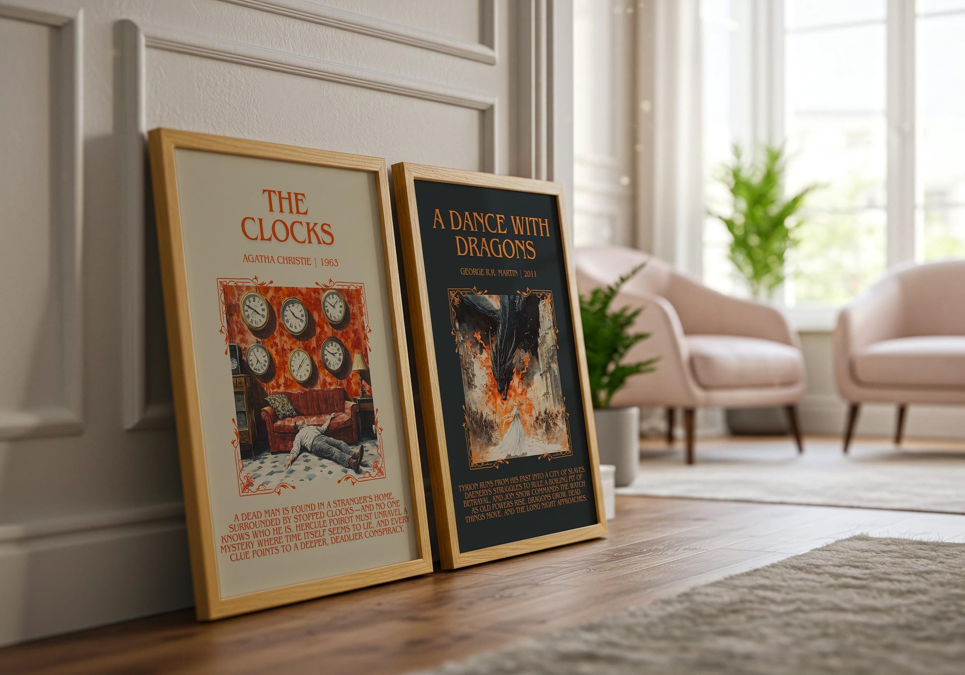 The Clocks by Agatha Christie Descriptive, High Quality Poster Print.Free Delivery Wall Art.Author&Blurb Book Nook Gift Library