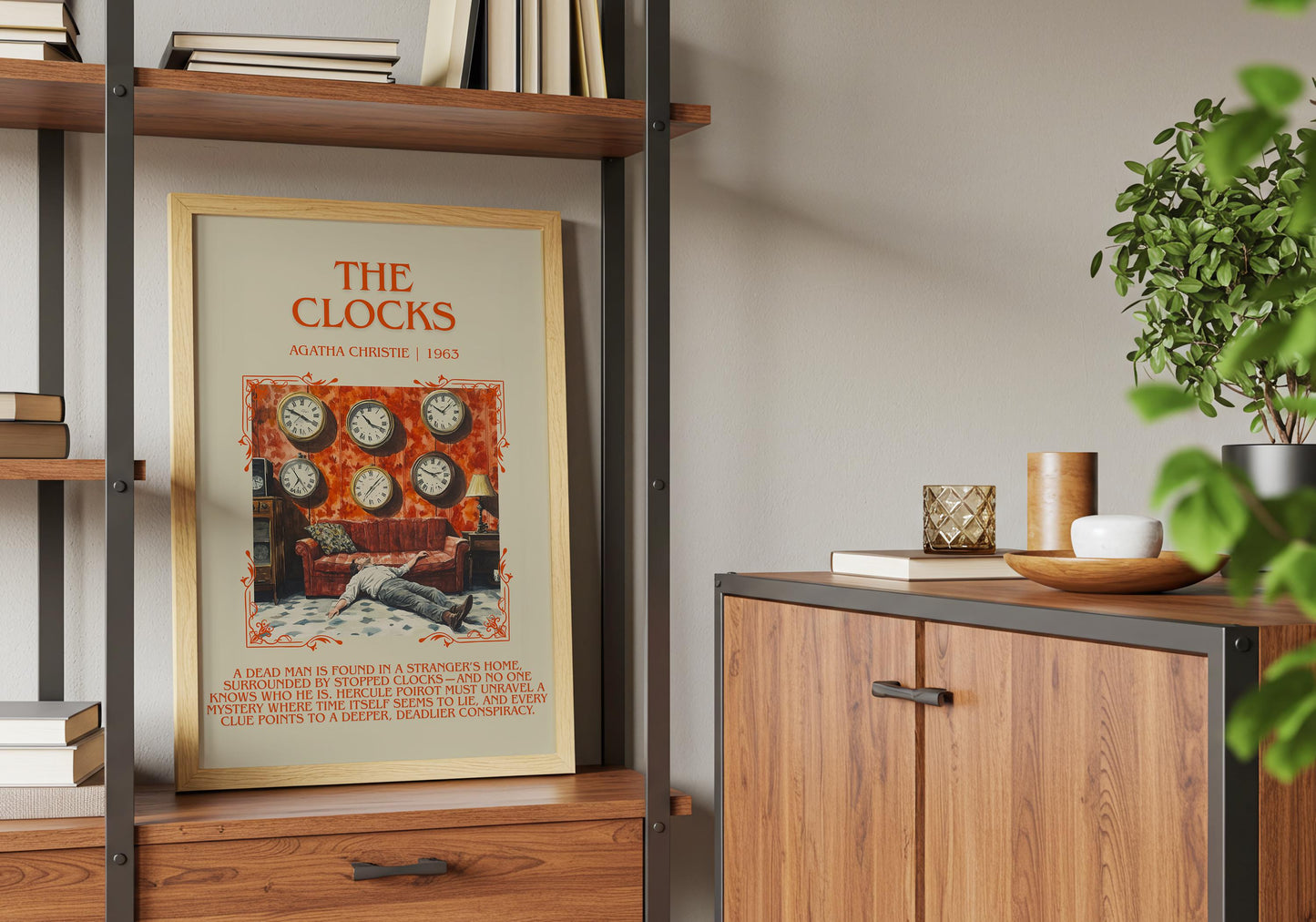 The Clocks by Agatha Christie Descriptive, High Quality Poster Print.Free Delivery Wall Art.Author&Blurb Book Nook Gift Library