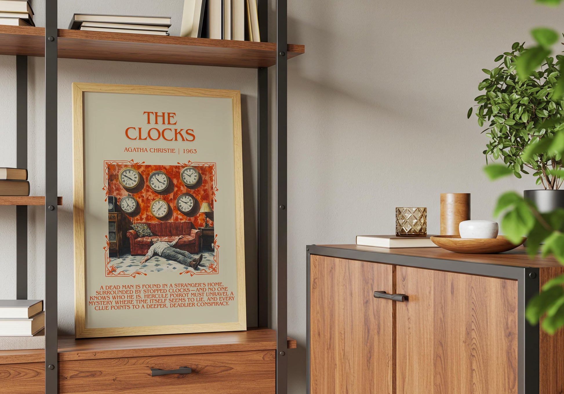 The Clocks by Agatha Christie Descriptive, High Quality Poster Print.Free Delivery Wall Art.Author&Blurb Book Nook Gift Library
