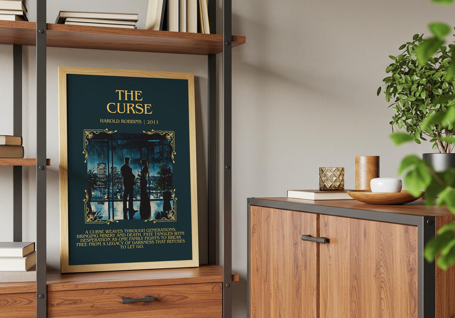 The Curse by Harold Robbins Descriptive, High Quality Poster Print.Free Delivery Wall Art.Author&Blurb Book Nook Gift Library