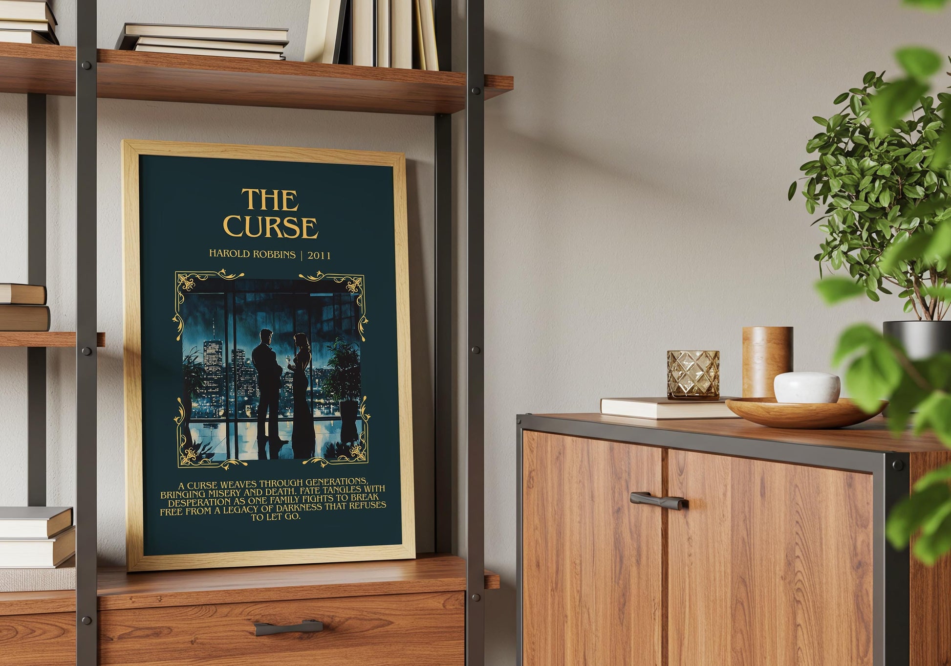 The Curse by Harold Robbins Descriptive, High Quality Poster Print.Free Delivery Wall Art.Author&Blurb Book Nook Gift Library