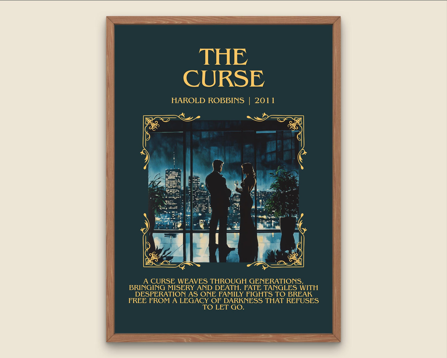 The Curse by Harold Robbins Descriptive, High Quality Poster Print.Free Delivery Wall Art.Author&Blurb Book Nook Gift Library