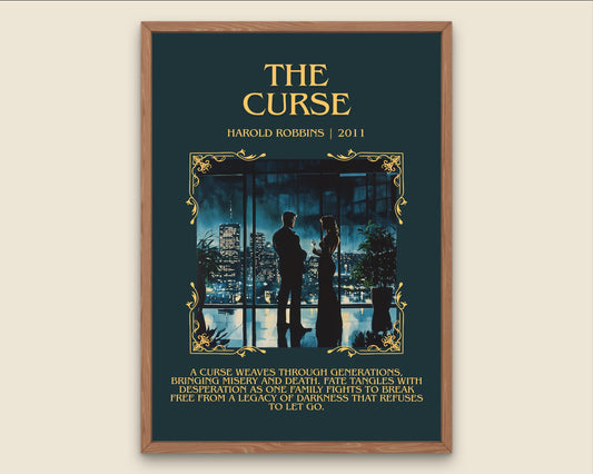 The Curse by Harold Robbins Descriptive, High Quality Poster Print.Free Delivery Wall Art.Author&Blurb Book Nook Gift Library