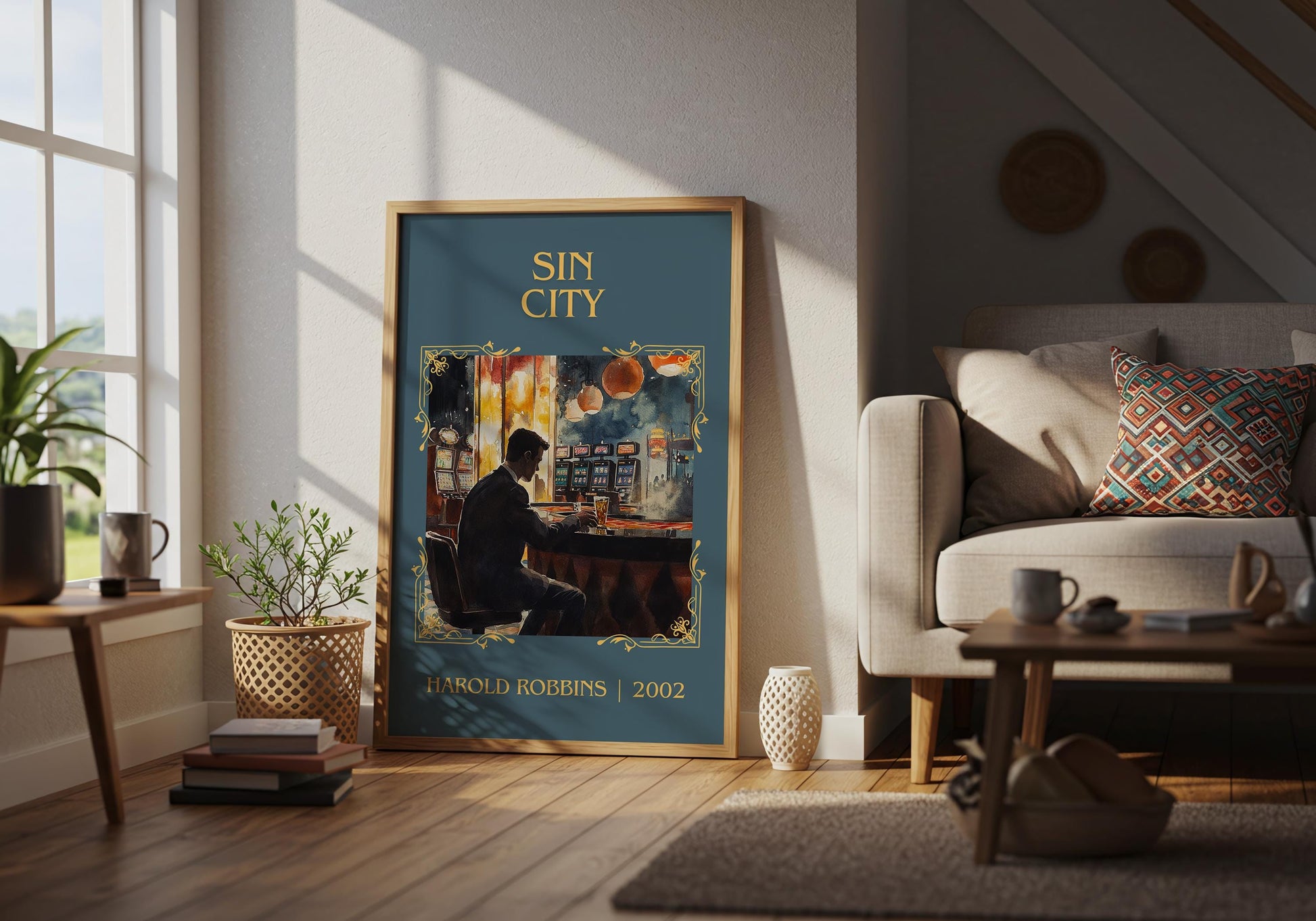Sin City by Harold Robbins High Quality Poster Print. Fast, Free Delivery Wall Art. Author Book Artwork-Minimalist Gift Library Nook Art
