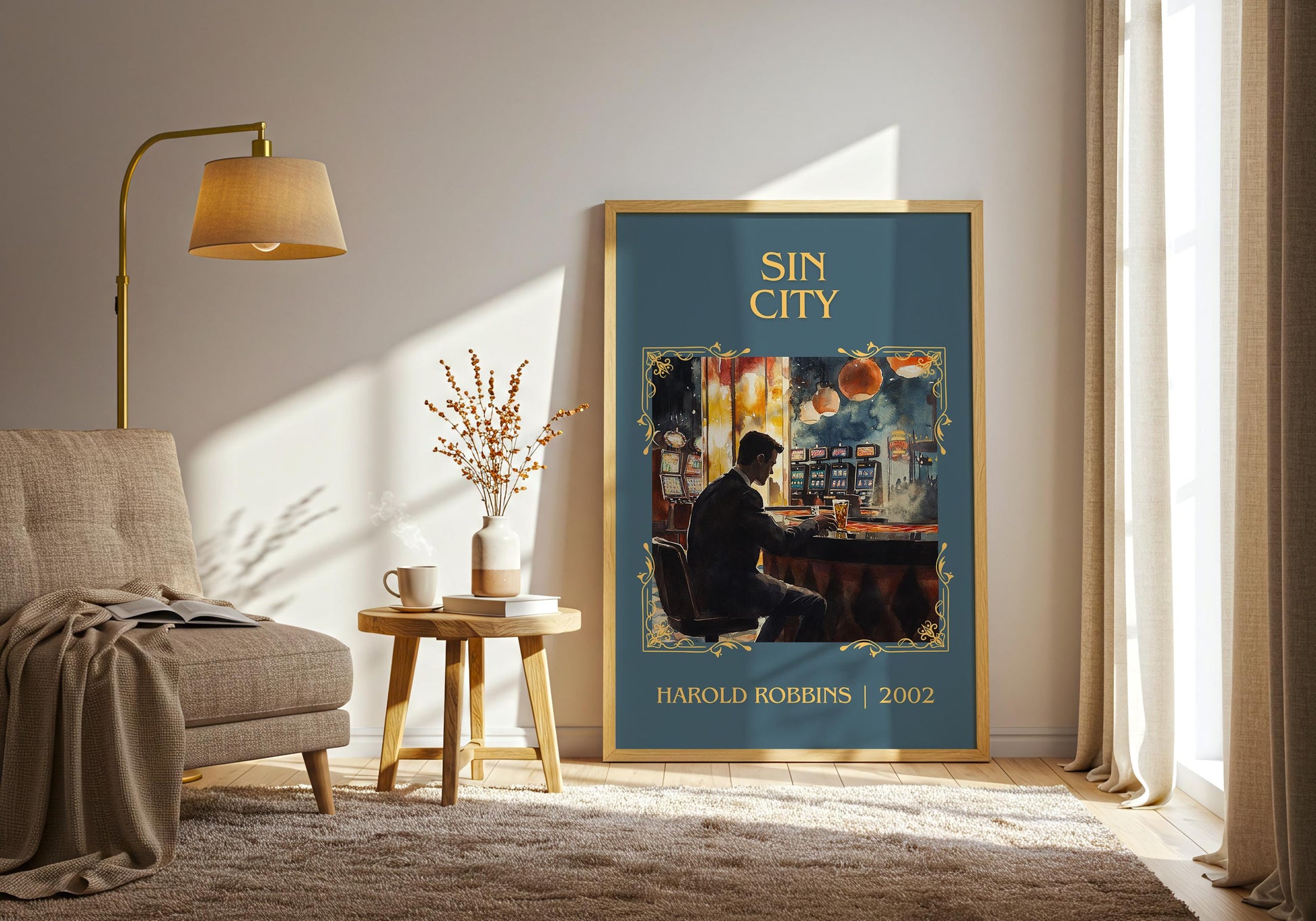 Sin City by Harold Robbins High Quality Poster Print. Fast, Free Delivery Wall Art. Author Book Artwork-Minimalist Gift Library Nook Art