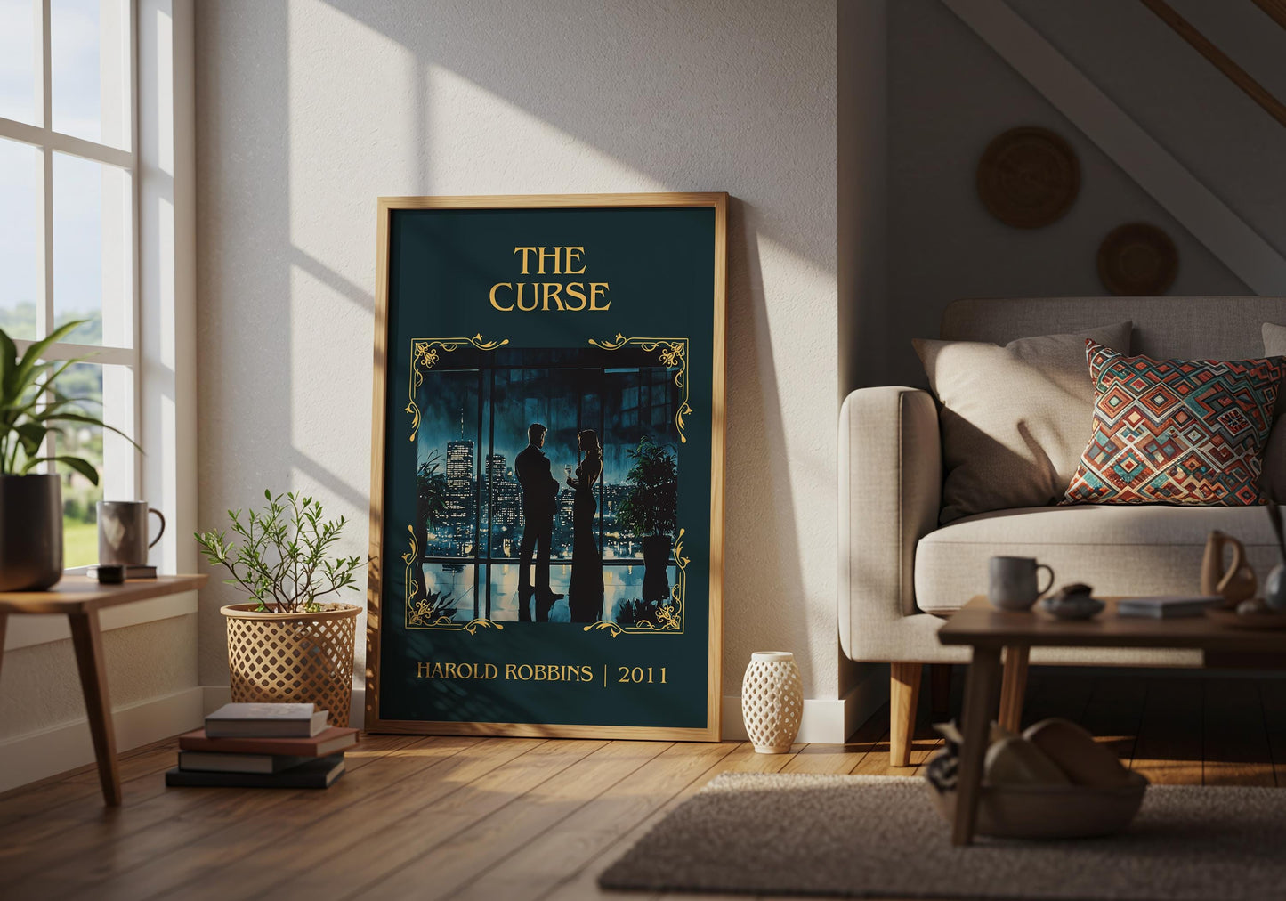The Curse by Harold Robbins High Quality Poster Print. Free Delivery Wall Art. Author Book Artwork-Minimalist Gift Library Nook Art