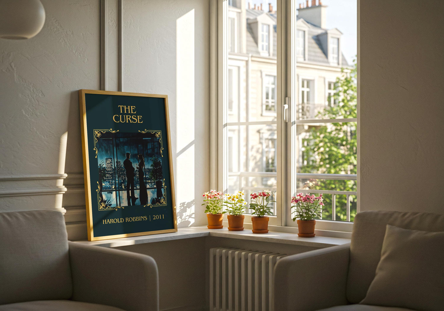 The Curse by Harold Robbins High Quality Poster Print. Free Delivery Wall Art. Author Book Artwork-Minimalist Gift Library Nook Art
