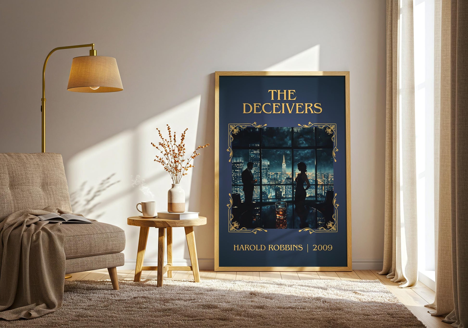 The Deceivers by Harold Robbins High Quality Poster Print. Free Delivery Wall Art. Author Book Artwork-Minimalist Gift Library Nook Art