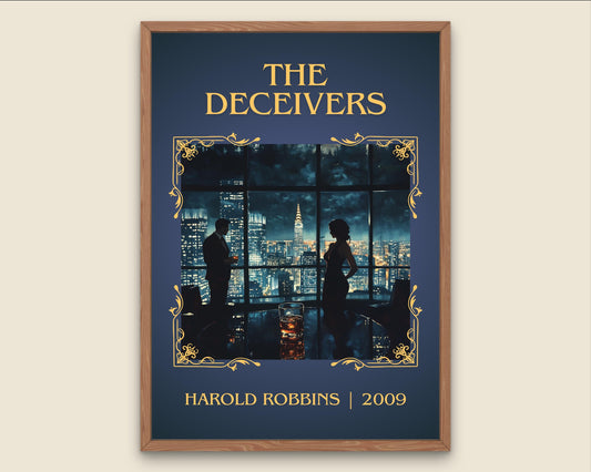 The Deceivers by Harold Robbins High Quality Poster Print. Free Delivery Wall Art. Author Book Artwork-Minimalist Gift Library Nook Art
