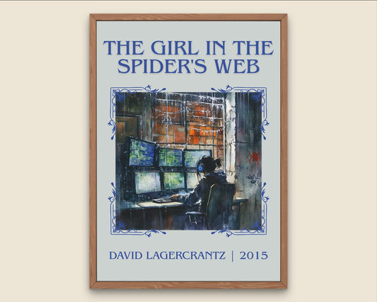 The Girl In The Spiders Web by David Lagercrantz High Quality Poster Print. Free Delivery Wall Art. Author Book Artwork-Minimalist Gift Nook