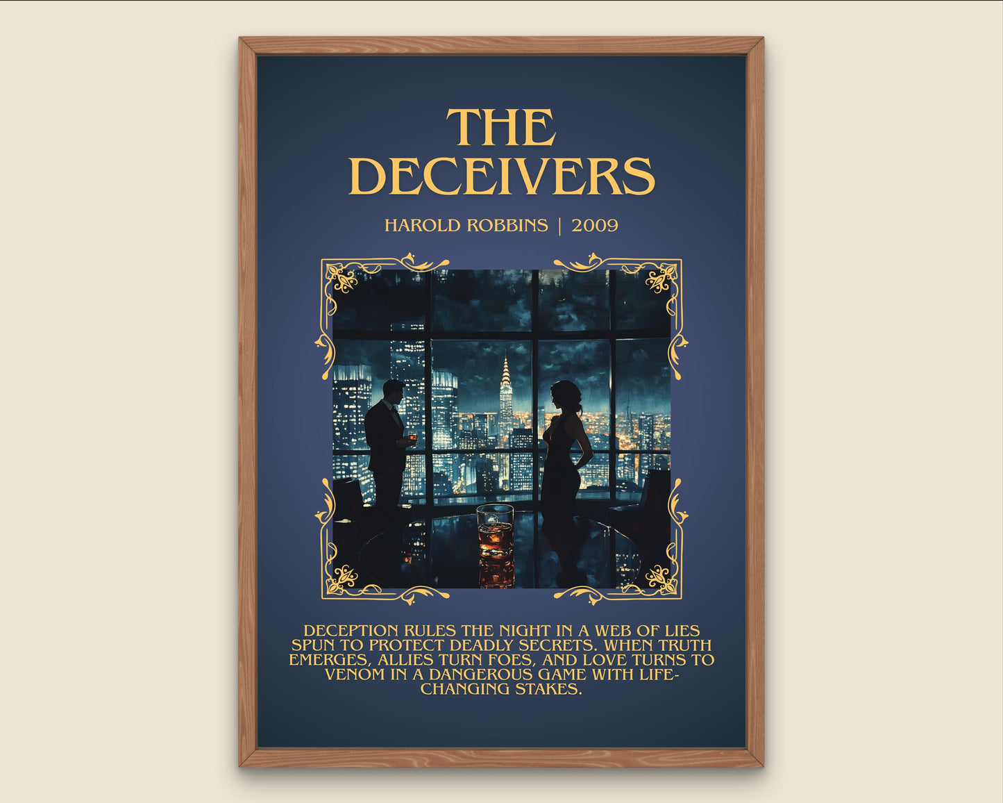 The Deceivers by Harold Robbins Descriptive, High Quality Poster Print.Free Delivery Wall Art.Author&Blurb Book Nook Gift Library
